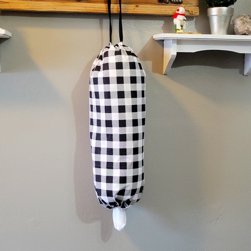 Farmhouse Buffalo Check Gingham Grocery Store Recycle Bag Holder Dispens…